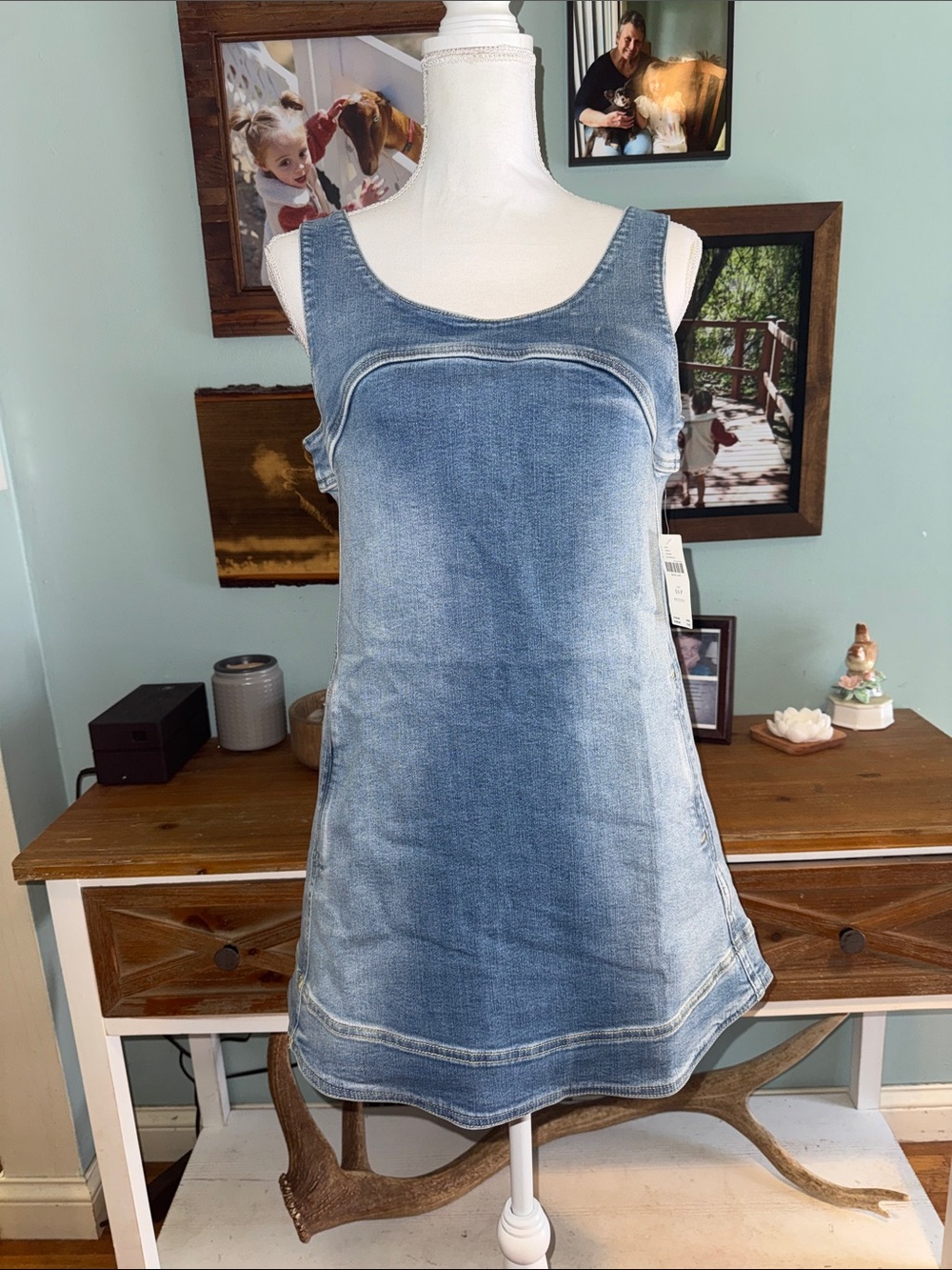 Pilcro Anthropologie Stretchy Light Wash Denim Tank Dress XSP